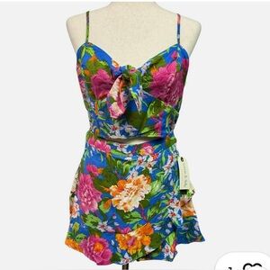 BOG Lottie & Holly Women 2 Piece Set Size L Cropped Tank Skort Skirt Floral NWT